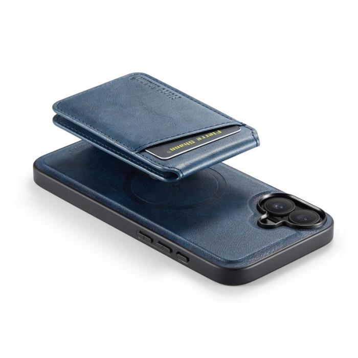 FIERRE SHANN - FIERRE SHANN 025 Fodral för iPhone 16 Plus Äkta läder - Blå