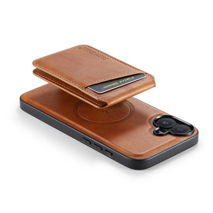 FIERRE SHANN - FIERRE SHANN 025 Fodral för iPhone 16 Plus Äkta läder - Brun