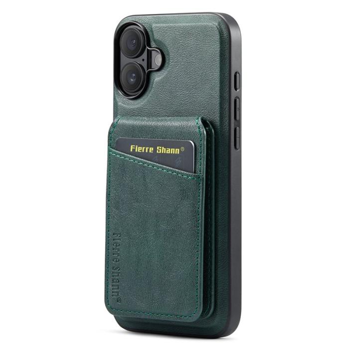 FIERRE SHANN - FIERRE SHANN 025 Fodral för iPhone 16 Plus Äkta läder - Grön