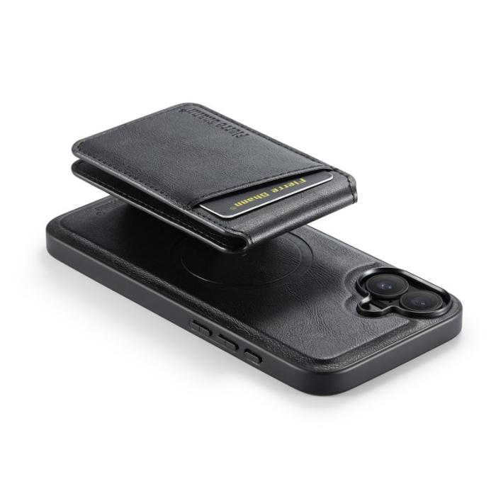 FIERRE SHANN - FIERRE SHANN 025 Fodral för iPhone 16 Plus Äkta läder - Svart