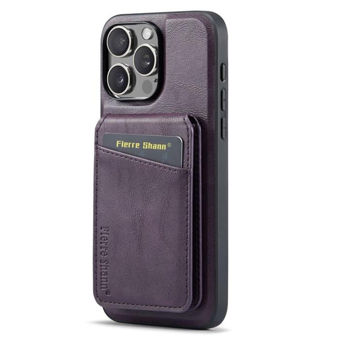 FIERRE SHANN - FIERRE SHANN 025 Fodral för iPhone 16 Pro Max - Äkta läder - Lila