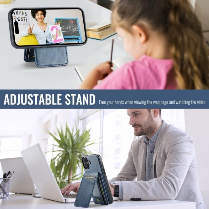 FIERRE SHANN - FIERRE SHANN 025 Fodral för iPhone 17 Äkta läder - Blå