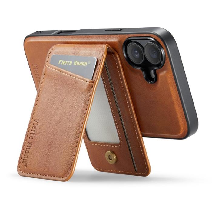 FIERRE SHANN - FIERRE SHANN 025 Fodral för iPhone 17 Äkta läder - Brun