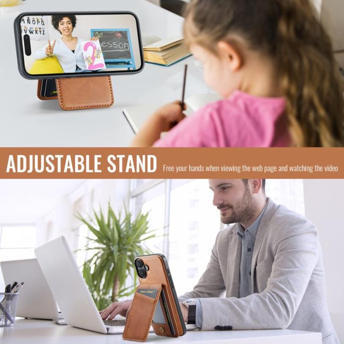 FIERRE SHANN - FIERRE SHANN 025 Fodral för iPhone 17 Äkta läder - Brun