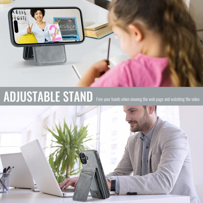 FIERRE SHANN - FIERRE SHANN 025 Fodral för iPhone 17 Äkta läder - Grå