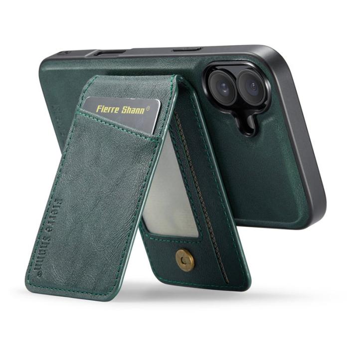 FIERRE SHANN - FIERRE SHANN 025 Fodral för iPhone 17 Äkta läder - Grön