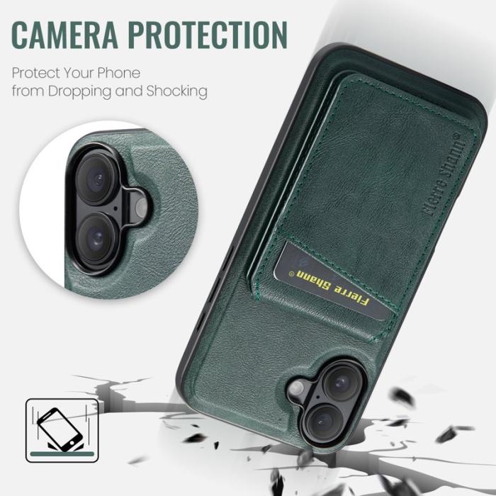 FIERRE SHANN - FIERRE SHANN 025 Fodral för iPhone 17 Äkta läder - Grön