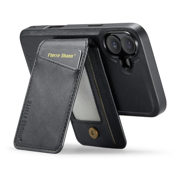 FIERRE SHANN - FIERRE SHANN 025 Fodral för iPhone 17 Äkta läder - Svart