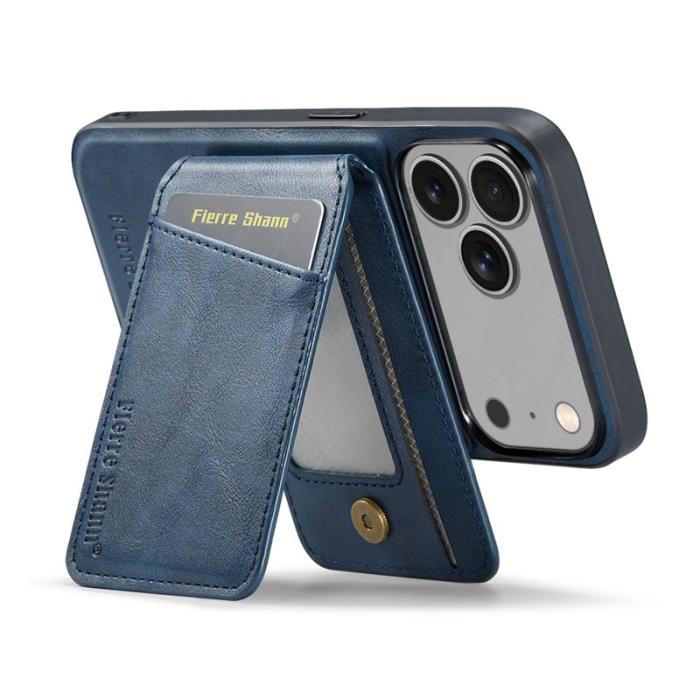 FIERRE SHANN - FIERRE SHANN 025 Fodral för iPhone 17 Pro Äkta läder - Blå
