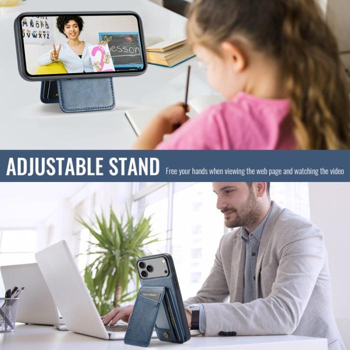 FIERRE SHANN - FIERRE SHANN 025 Fodral för iPhone 17 Pro Äkta läder - Blå