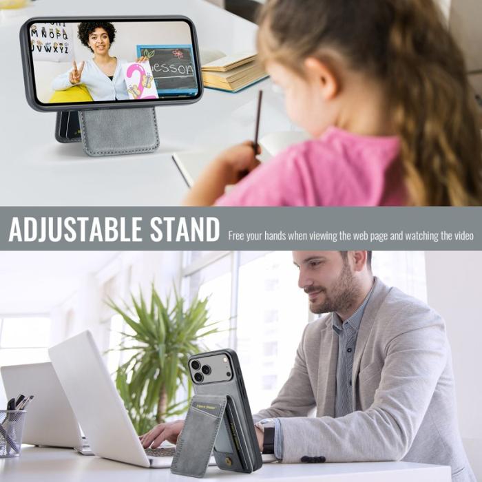 FIERRE SHANN - FIERRE SHANN 025 Fodral för iPhone 17 Pro Äkta läder - Grå