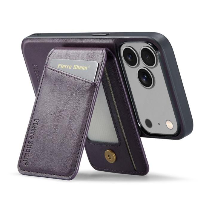 FIERRE SHANN - FIERRE SHANN 025 Fodral för iPhone 17 Pro Max Äkta läder - Lila