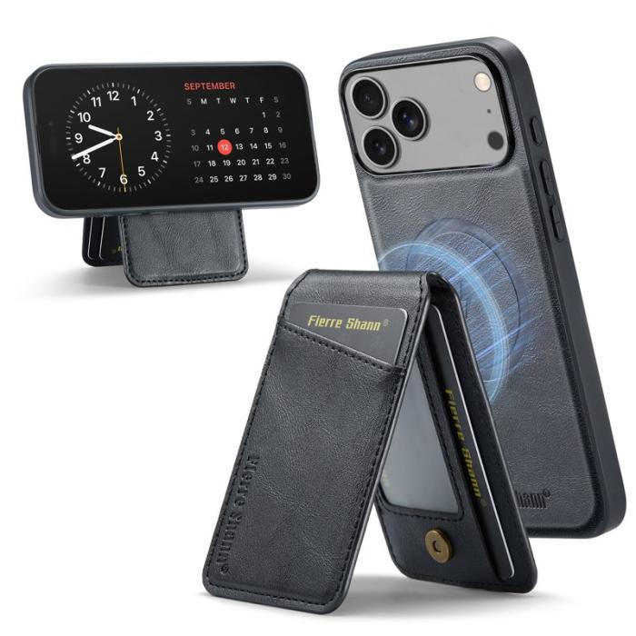 FIERRE SHANN - FIERRE SHANN 025 Fodral för iPhone 17 Pro Max Äkta läder - Svart