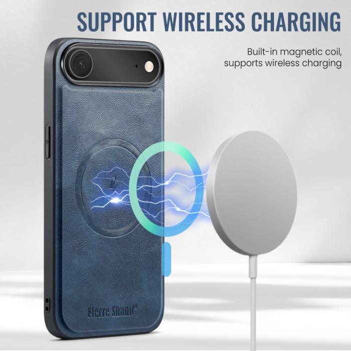 FIERRE SHANN - FIERRE SHANN 025 Fodral för iPhone Air Äkta läder - Blå