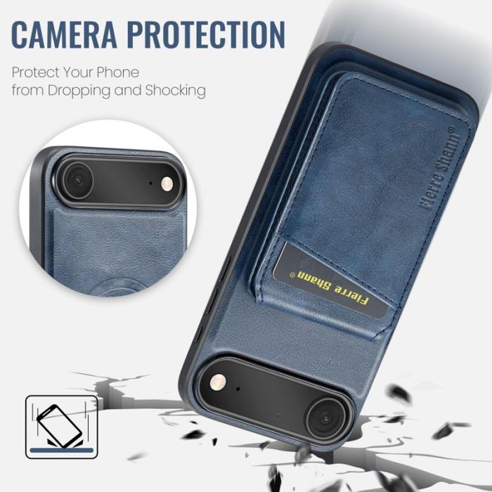 FIERRE SHANN - FIERRE SHANN 025 Fodral för iPhone Air Äkta läder - Blå