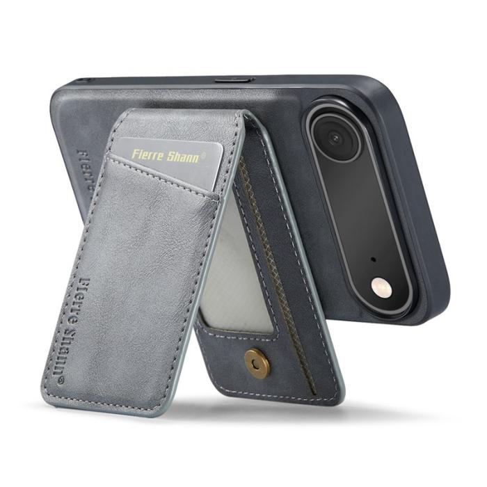 FIERRE SHANN - FIERRE SHANN 025 Fodral för iPhone Air Äkta läder - Grå