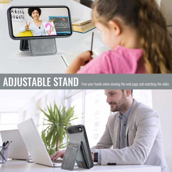 FIERRE SHANN - FIERRE SHANN 025 Fodral för iPhone Air Äkta läder - Grå