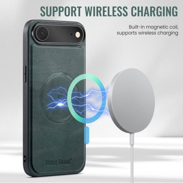 FIERRE SHANN - FIERRE SHANN 025 Fodral för iPhone Air Äkta läder - Grön