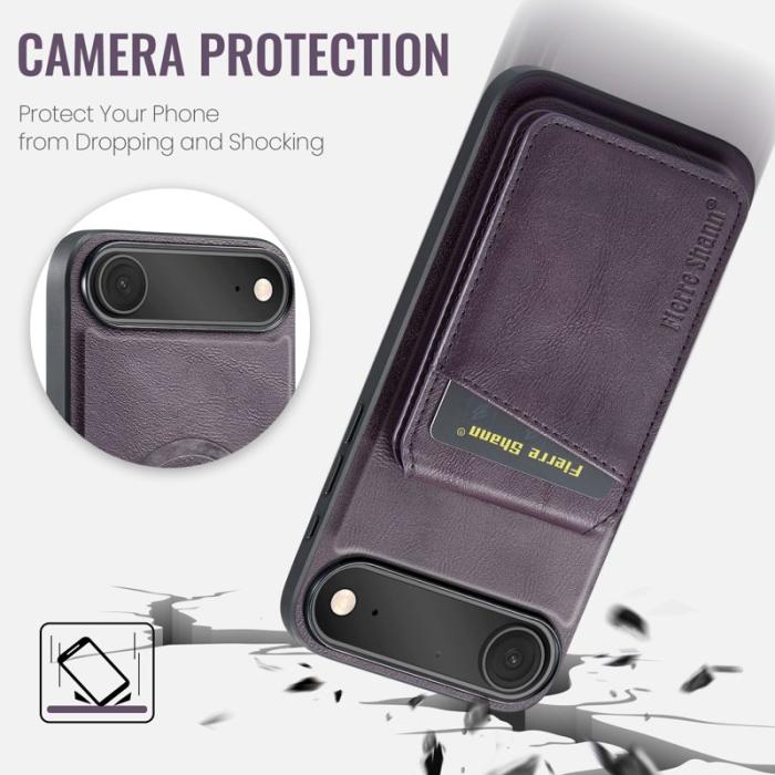 FIERRE SHANN - FIERRE SHANN 025 Fodral för iPhone Air Äkta läder - Lila