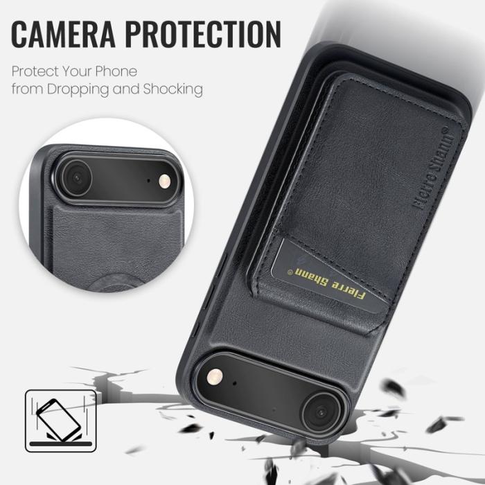 FIERRE SHANN - FIERRE SHANN 025 Fodral för iPhone Air Äkta läder - Svart