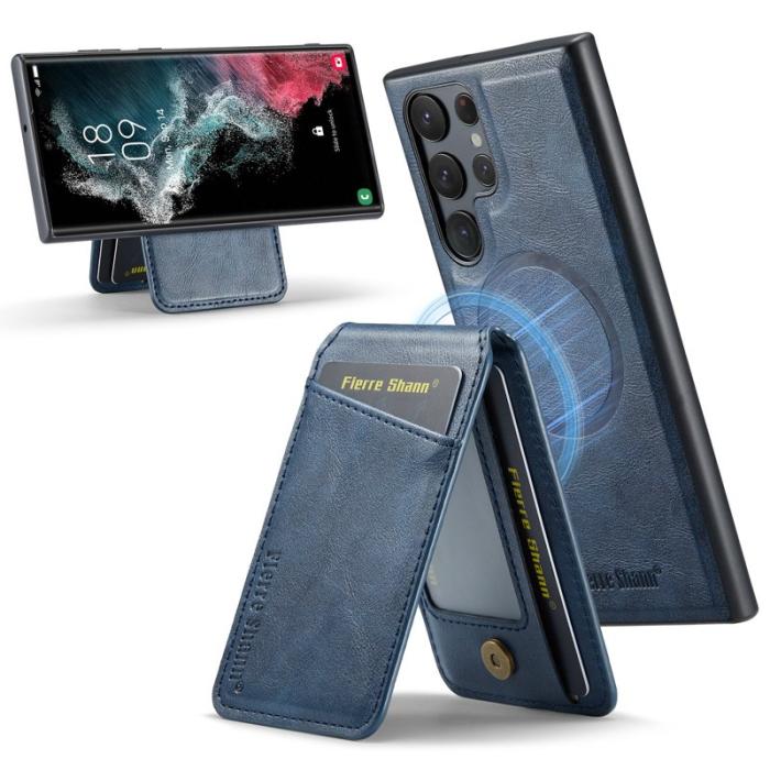 FIERRE SHANN - FIERRE SHANN 025 Fodral för Samsung Galaxy S22 Ultra 5G - Blå