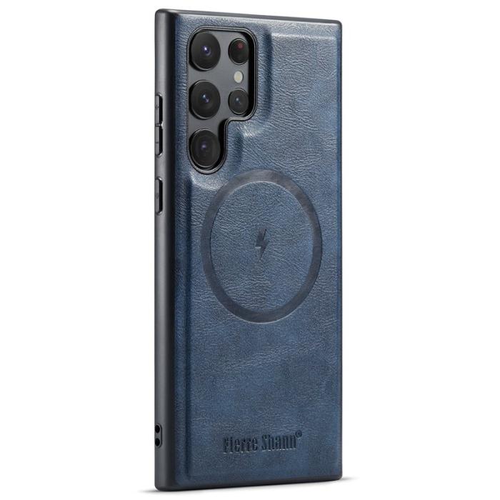 FIERRE SHANN - FIERRE SHANN 025 Fodral för Samsung Galaxy S22 Ultra 5G - Blå