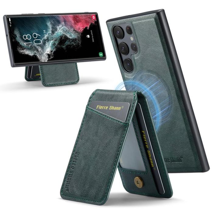 FIERRE SHANN - FIERRE SHANN 025 Fodral för Samsung Galaxy S22 Ultra 5G - Grön