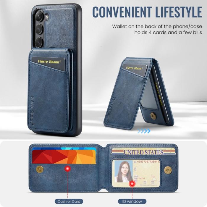 FIERRE SHANN - FIERRE SHANN 025 Fodral för Samsung Galaxy S23 Äkta läder - Blå