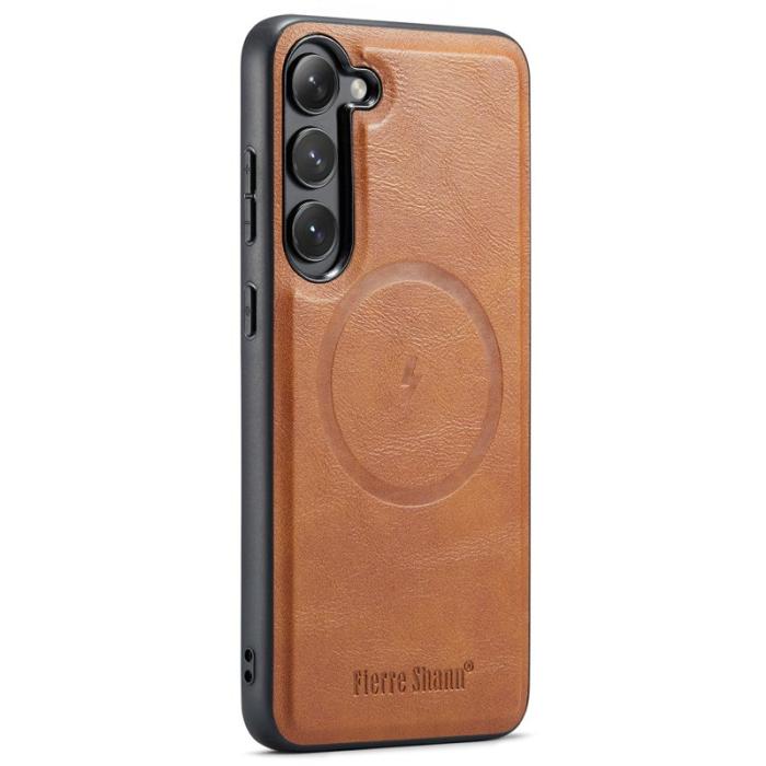 FIERRE SHANN - FIERRE SHANN 025 Fodral för Samsung Galaxy S23 - Äkta läder - Brun