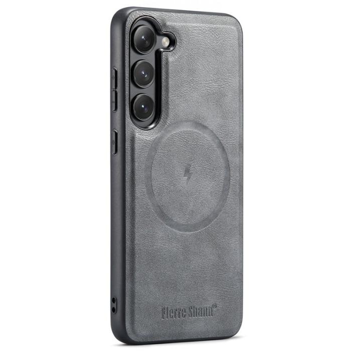 FIERRE SHANN - FIERRE SHANN 025 Fodral för Samsung Galaxy S23 - Äkta läder - Grå