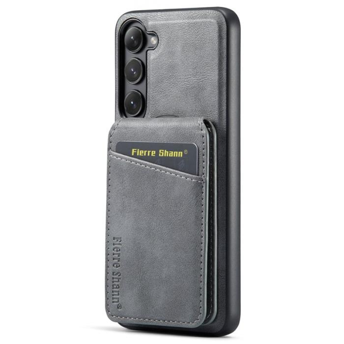 FIERRE SHANN - FIERRE SHANN 025 Fodral för Samsung Galaxy S23 - Äkta läder - Grå