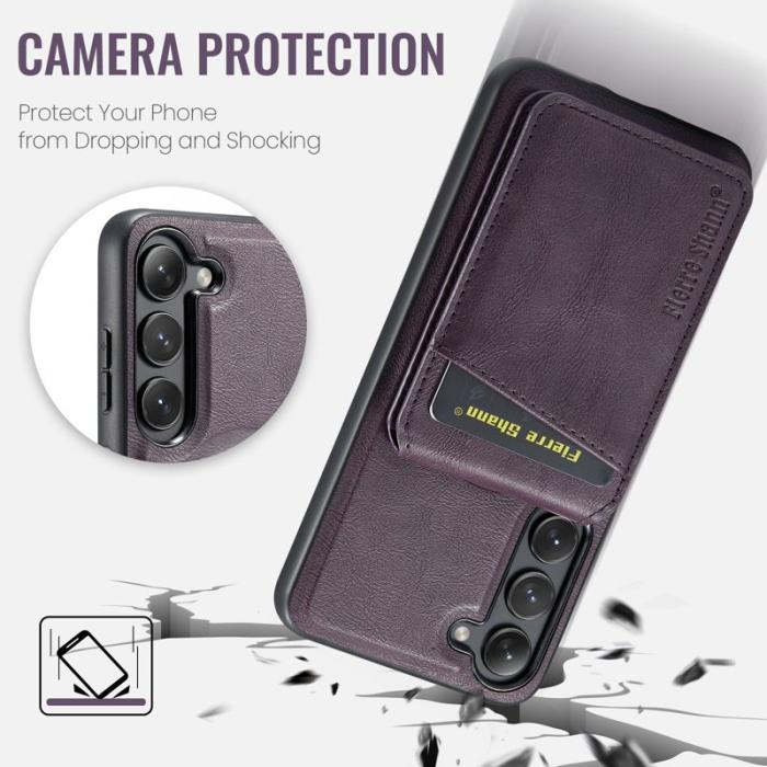 FIERRE SHANN - FIERRE SHANN 025 Fodral för Samsung Galaxy S23 - Äkta läder - Lila