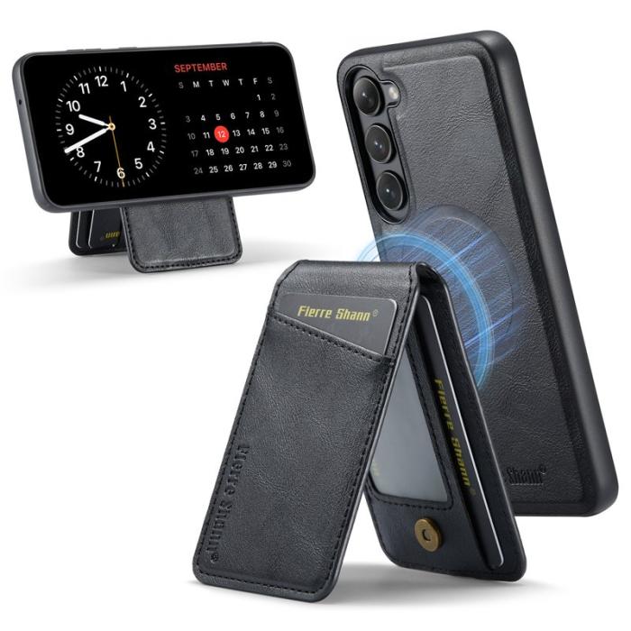 FIERRE SHANN - FIERRE SHANN 025 Fodral för Samsung Galaxy S23 Äkta läder - Svart