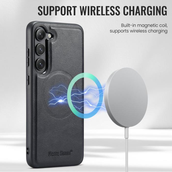 FIERRE SHANN - FIERRE SHANN 025 Fodral för Samsung Galaxy S23 Äkta läder - Svart