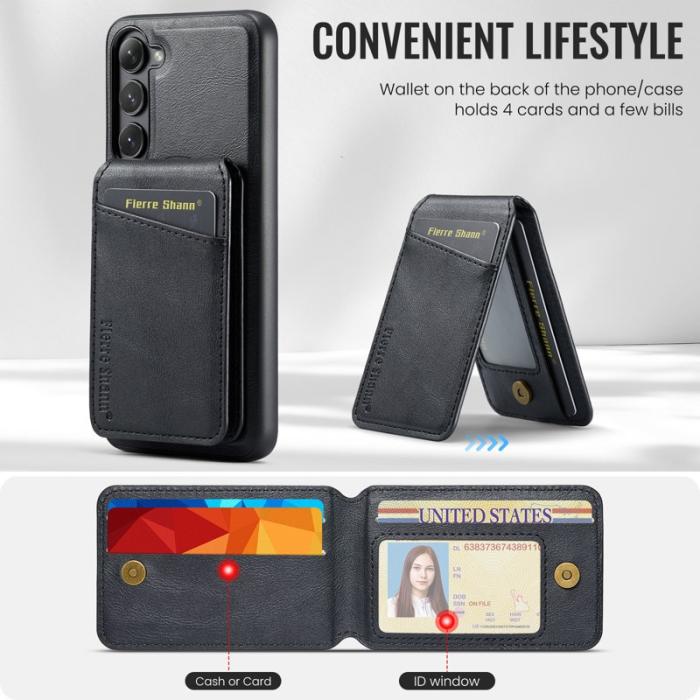FIERRE SHANN - FIERRE SHANN 025 Fodral för Samsung Galaxy S23 Äkta läder - Svart