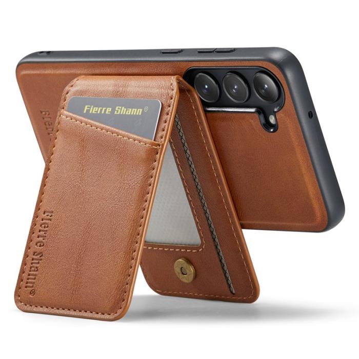 FIERRE SHANN - FIERRE SHANN 025 Fodral för Samsung Galaxy S23+ - Brun PU+TPU