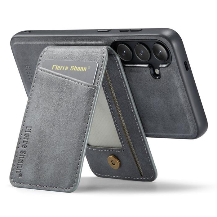 FIERRE SHANN - FIERRE SHANN 025 Fodral för Samsung Galaxy S23 FE - Grå PU+TPU