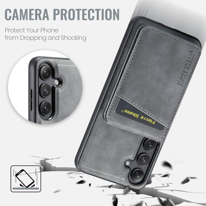 FIERRE SHANN - FIERRE SHANN 025 Fodral för Samsung Galaxy S23 FE - Grå PU+TPU