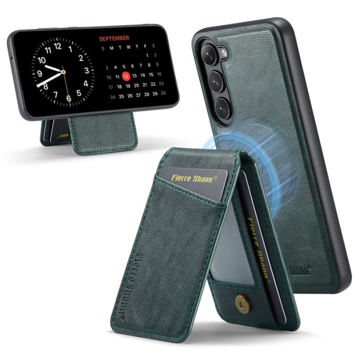 FIERRE SHANN - FIERRE SHANN 025 Fodral för Samsung Galaxy S23+ - PU+TPU - Grön