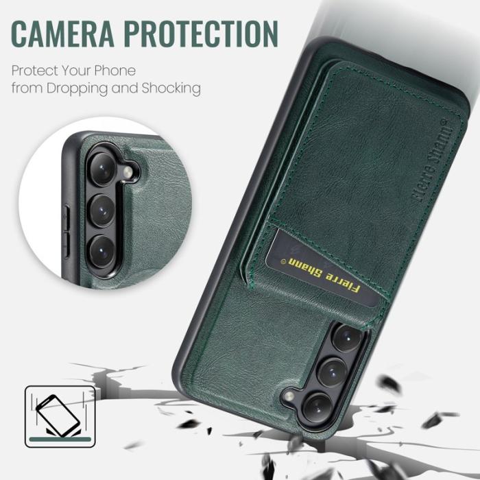 FIERRE SHANN - FIERRE SHANN 025 Fodral för Samsung Galaxy S23+ - PU+TPU - Grön