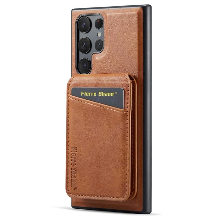FIERRE SHANN - FIERRE SHANN 025 Fodral för Samsung Galaxy S23 Ultra - Brun