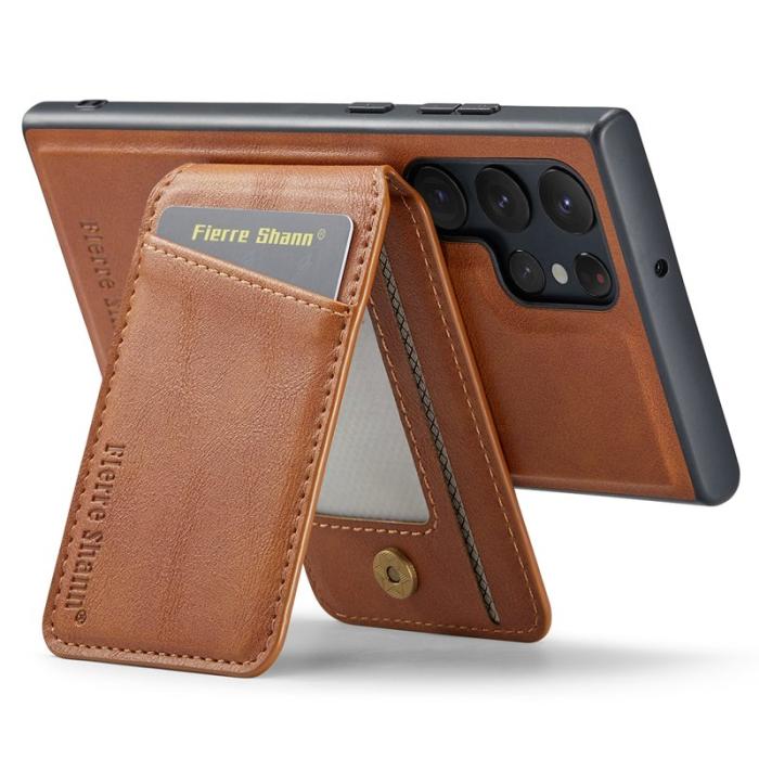 FIERRE SHANN - FIERRE SHANN 025 Fodral för Samsung Galaxy S23 Ultra - Brun