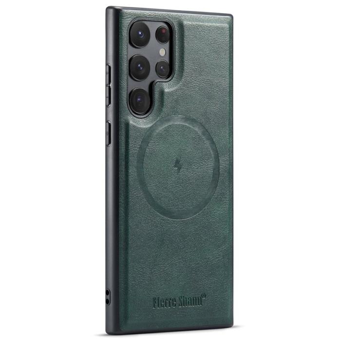 FIERRE SHANN - FIERRE SHANN 025 Fodral för Samsung Galaxy S23 Ultra - Grön