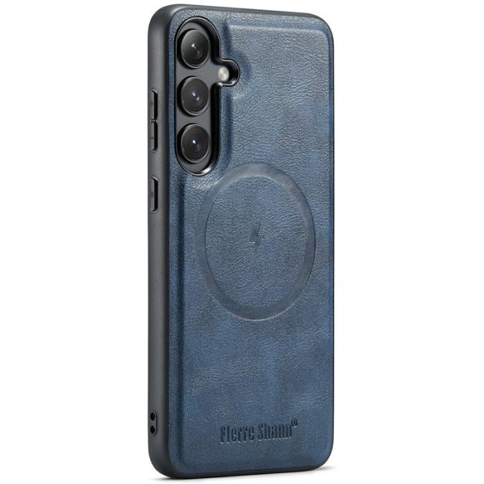 FIERRE SHANN - FIERRE SHANN 025 Fodral för Samsung Galaxy S24 FE Äkta läder - Blå