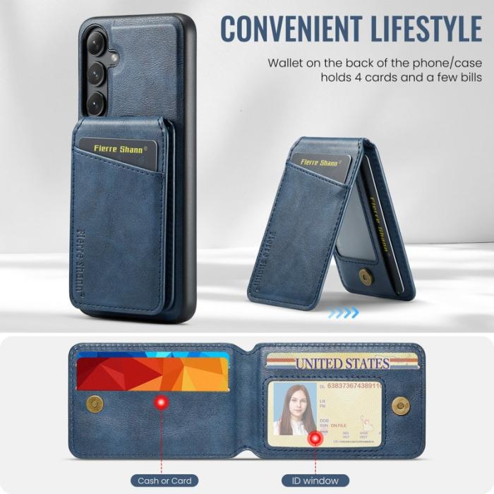 FIERRE SHANN - FIERRE SHANN 025 Fodral för Samsung Galaxy S24 FE Äkta läder - Blå