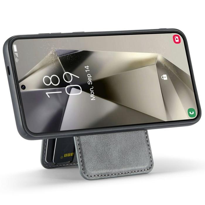 FIERRE SHANN - FIERRE SHANN 025 Fodral för Samsung Galaxy S24 FE Äkta läder - Grå