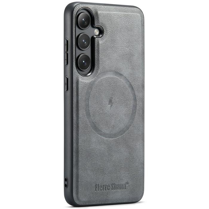 FIERRE SHANN - FIERRE SHANN 025 Fodral för Samsung Galaxy S24 FE Äkta läder - Grå