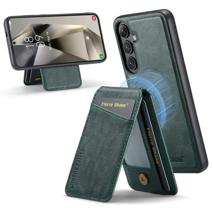 FIERRE SHANN - FIERRE SHANN 025 Fodral för Samsung Galaxy S24 FE Äkta läder - Grön