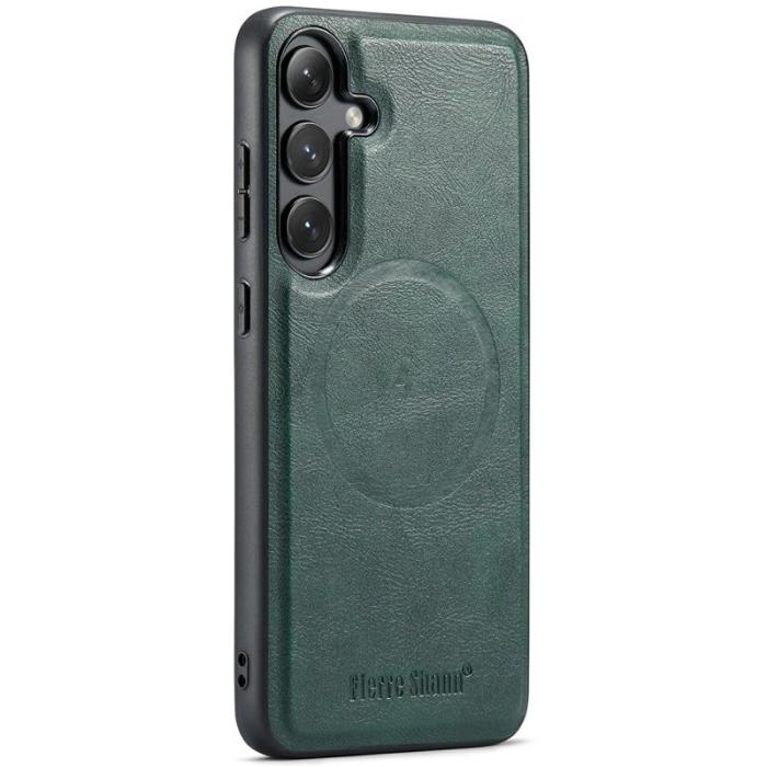 FIERRE SHANN - FIERRE SHANN 025 Fodral för Samsung Galaxy S24 FE Äkta läder - Grön