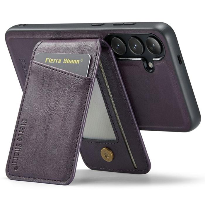 FIERRE SHANN - FIERRE SHANN 025 Fodral för Samsung Galaxy S24 FE Äkta läder - Lila
